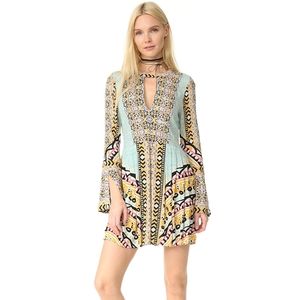 Free People Tegan Border Printed Mini Dress 4 boho printed